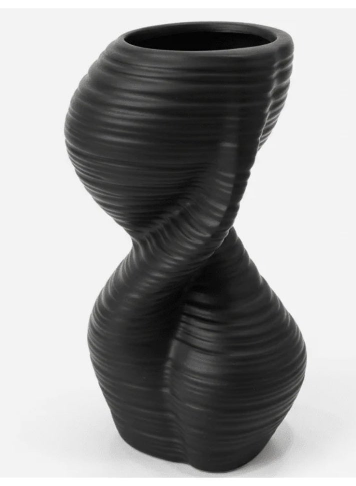 AKDC Contemporary Ceramic Decorative Vase – Bold Black Finish with Unique Sculptural Design, 20 × 10 cm - Image 3